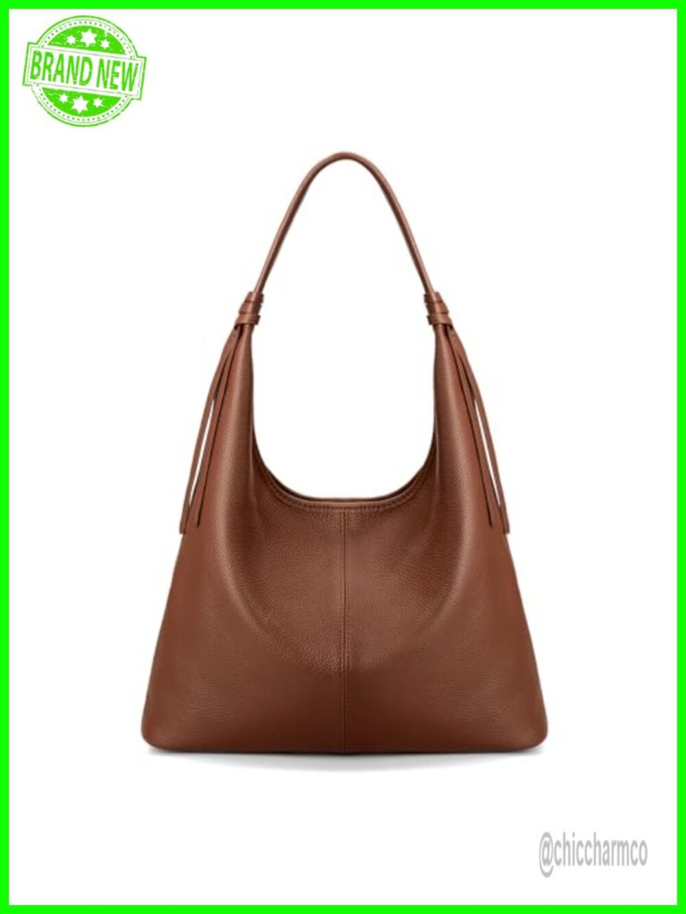 Genuine Leather Slouchy Hobo Bag Lightweight Magnetic Closure